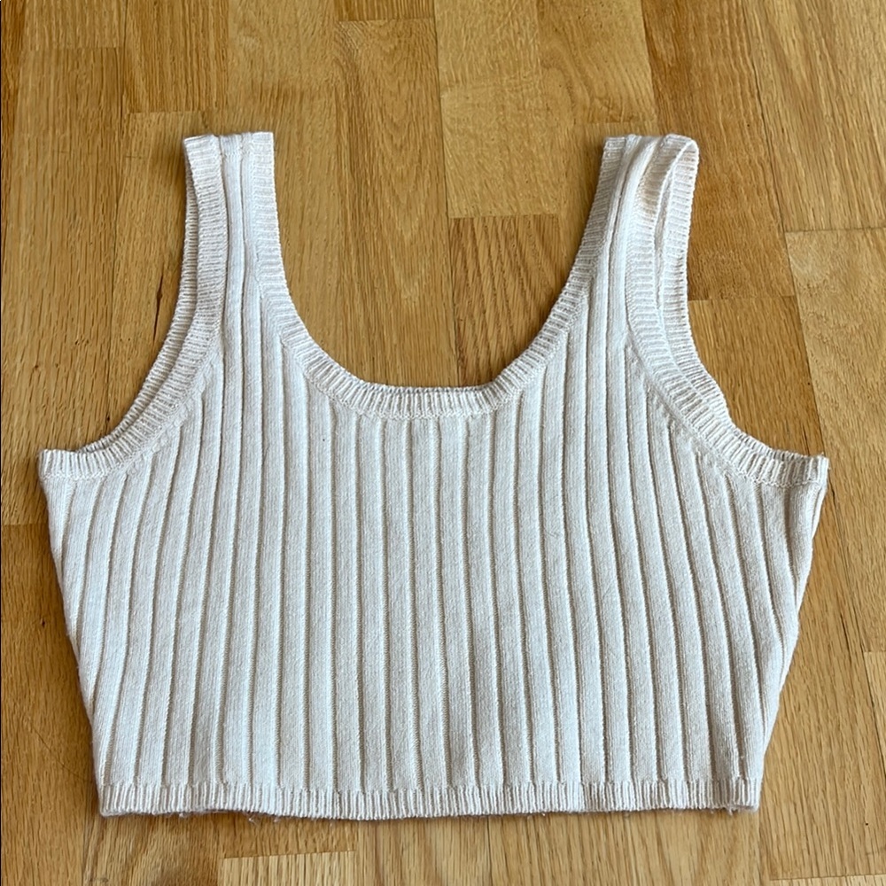 Women's Cream Ribbed Tank Top